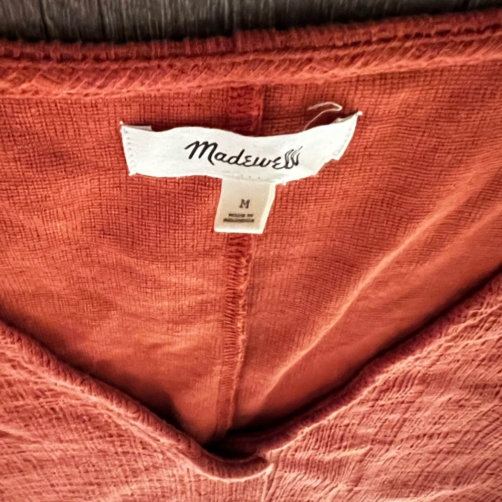 Madewell Small Button Down Mini A-Line Sleeveless Dress Orange V-Neck - Picture 4 of 5